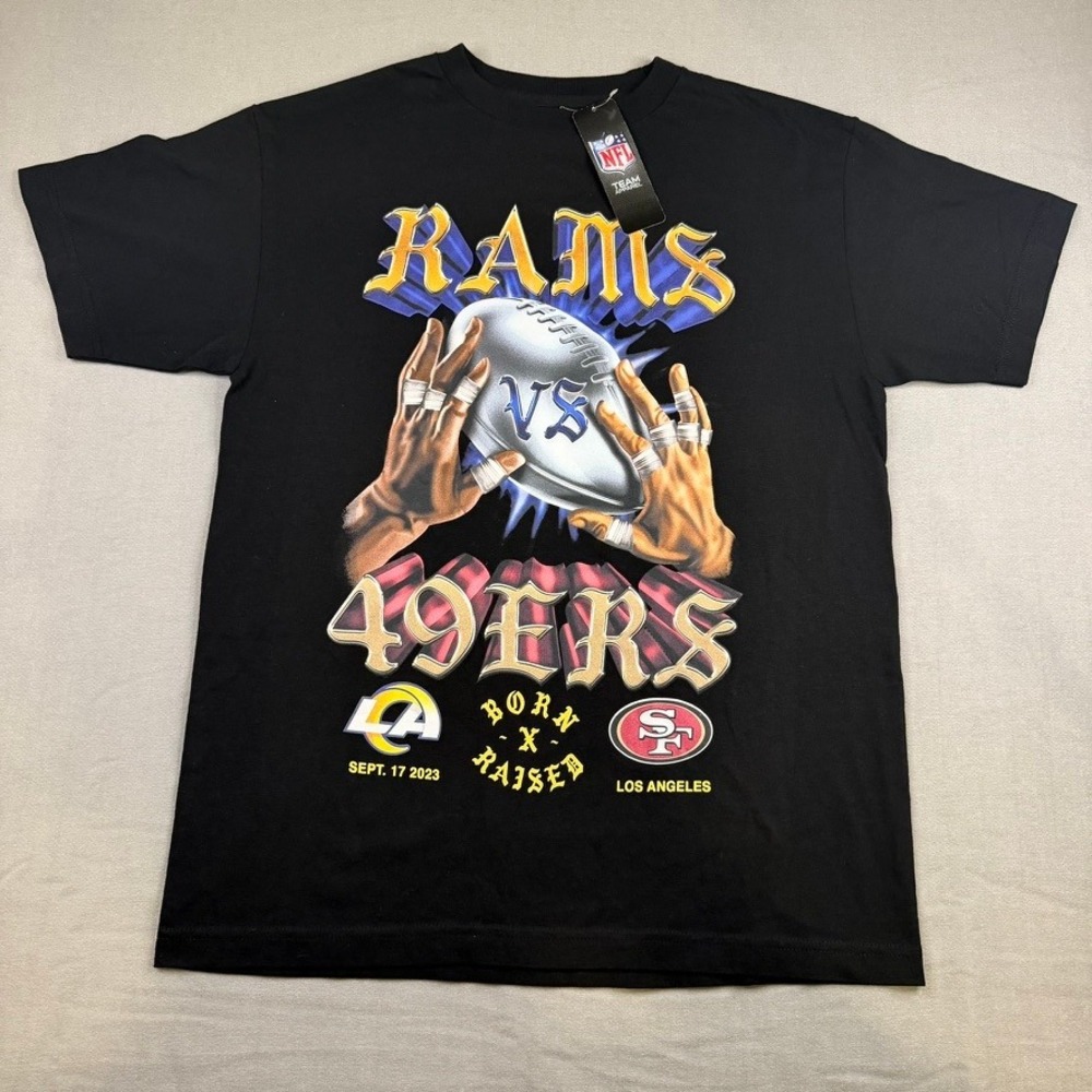 Born X Raised Rams vs 49ers 2023 Matchup T-Shirt Mens Medium NFL Black Deadstock